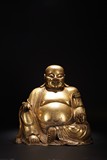 A FINE GILT BRONZE FIGURE OF SEATED BUDAI