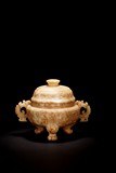 A CHINESE JADE CARVED TRIPOD CENSER