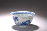 A CHINESE INSCRIBED BLUE AND WHITE 'RED CLIFF' BOWL