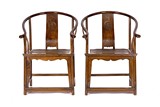 A PAIR OF HUANGHUALI HORSESHOE-BACK CHAIRS