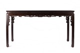 A LARGE CHINESE ZITAN WAISTED CORNER LEG ALTAR TABLE
