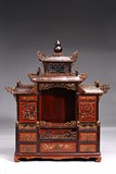 A LACQUER GILT PAINTED WOOD BUDDHIST SHRINE