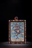 A CLOISONNE ENAMEL 'DRAGON' INLAID HANGING PANEL