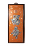 A CHINESE ROSEWOOD FRAMED CLOISONNE ENAMEL HANGING PANEL