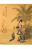 CHINESE COLOR AND INK ON SILK 'BEAUTY' PAINTING, SIGNED BI YUN