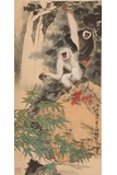 COLOR AND INK ON PAPER 'GIBBONS' PAINTING, TIAN SHIGUANG