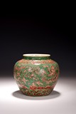 A POLYCHROME ENAMELED DRAGON JAR