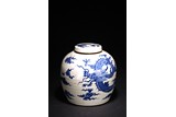 A CHINESE BLUE AND WHITE 'DRAGON' JAR AND COVER