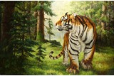 ZHENG MING: OIL ON CANVAS 'TIGER' PAINTING.