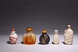 A GROUP OF FIVE SNUFF BOTTLES