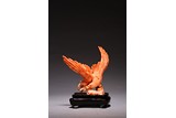 A CHINESE CORAL 'EAGLE' CARVING