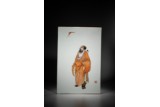 A CHINESE FAMILLE ROSE 'OFFICIAL FIGURE AND BAT' PORCELAIN PANEL 