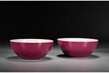 A PAIR OF CHINESE PINK GLAZED BOWLS