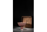 A CHINESE RED GLAZED INCISED STEM CUP