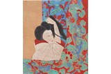 FINE CHINESE COLOR AND INK ON PAPER 'BEAUTY' PAINTING