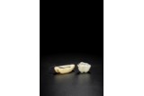 A GROUP OF TWO WHITE JADE WASHERS WITH SPOONS