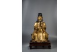A LARGE CHINESE GILT BRONZE FIGURE OF TAOIST GOD OF WEALTH