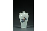 A CHINESE BLUE AND WHITE UNDERGLAZE RED MEIPING VASE