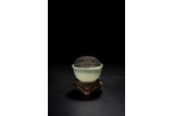 A CHINESE WHITE JADE BOWL WITH SILVER COVER 