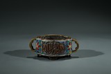 A CHINESE CLOISONNE ENAMEL BRONZE 'ARABIC' CENSER