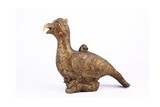 A CHINESE ARCHAIC GILT BRONZE BIRD VESSEL