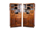 A PAIR OF LARGE HUANGHUALI 'DRAGON' DISPLAY CABINETS