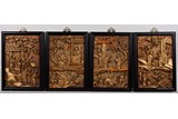 A SET OF FOUR WOOD GILT LACQUER PANELS