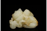 A WHITE JADE BUDDHIST LION GROUP