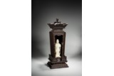 A WHITE JADE STANDING GUANYIN WITH ZITAN SHRINE