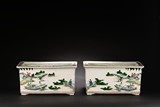 A PAIR OF CHINESE WUCAI 'FIGURES' PLANTERS