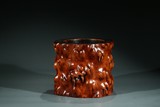 A CHINESE BURLWOOD BRUSHPOT