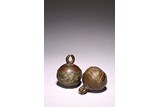 A PAIR OF SMALL CHINESE BRONZE BELLS 
