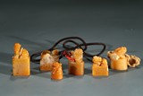 A GROUP OF SIX SHOUSHAN SOAPSTONE SEALS 