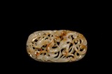A RETICULATED CHINESE WHITE JADE CARVED 'DRAGON' PLAQUE