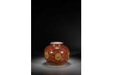 A CHINESE RED AND WHITE ENAMELLED LOTUS JAR