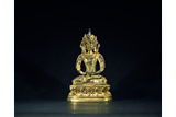 A GILT-BRONZE FIGURE OF AMITAYUS