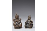 TWO BRONZE FIGURES OF BODHISATTVA