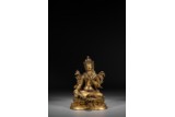 A GILT BRONZE FIGURE OF BODHISATTVA
