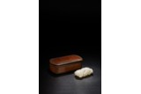 A CHINESE WHITE JADE LINGZHI CARVING WITH BOX