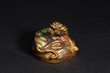 A BRONZE TURQUOISE INLAID TIGER MAT WEIGHT