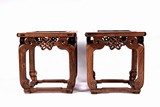 A PAIR OF CHINESE HUANGHUALI RECTANGULAR STOOLS 