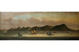 LARGE CHINESE TRADE 'HONG KONG ISLAND' OIL ON CANVAS PAINTING