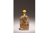 A GLASS INSIDE PAINTED FIGURAL SNUFF BOTTLE