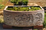 A LARGE CHINESE STONE GARDEN AQUARIUM FISH TANK