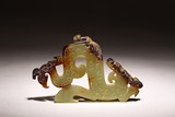 ARCHAIC CHINESE CELADON JADE PHOENIX DRAGON PENDANT