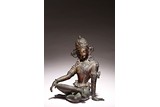 A NEPALESE COPPER ALLOY FIGURE OF INDRA