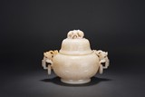 A CHINESE WHITE JADE CENSER AND COVER