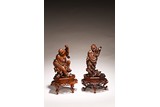 A GROUP OF TWO CHINESE BOXWOOD FIGURES