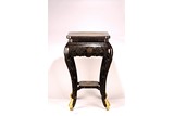 A LARGE GILT PAINTED BLACK LACQUERED 'DRAGON' STAND