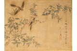 ZHANG YIPENG: COLOR AND INK ON SILK BIRDS PAINTING